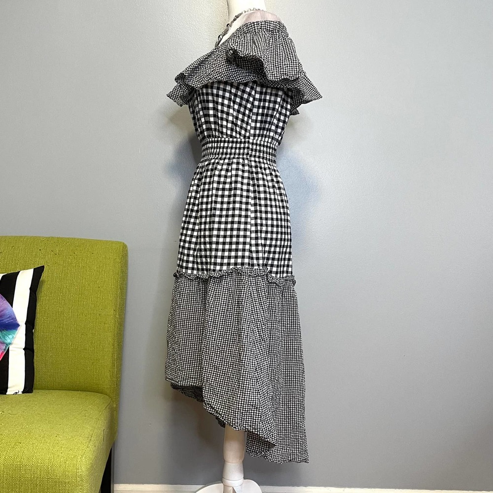 Rachel Roy Ava Black White Gingham Ruffle Off the Shoulder Dress - Picture 3 of 7